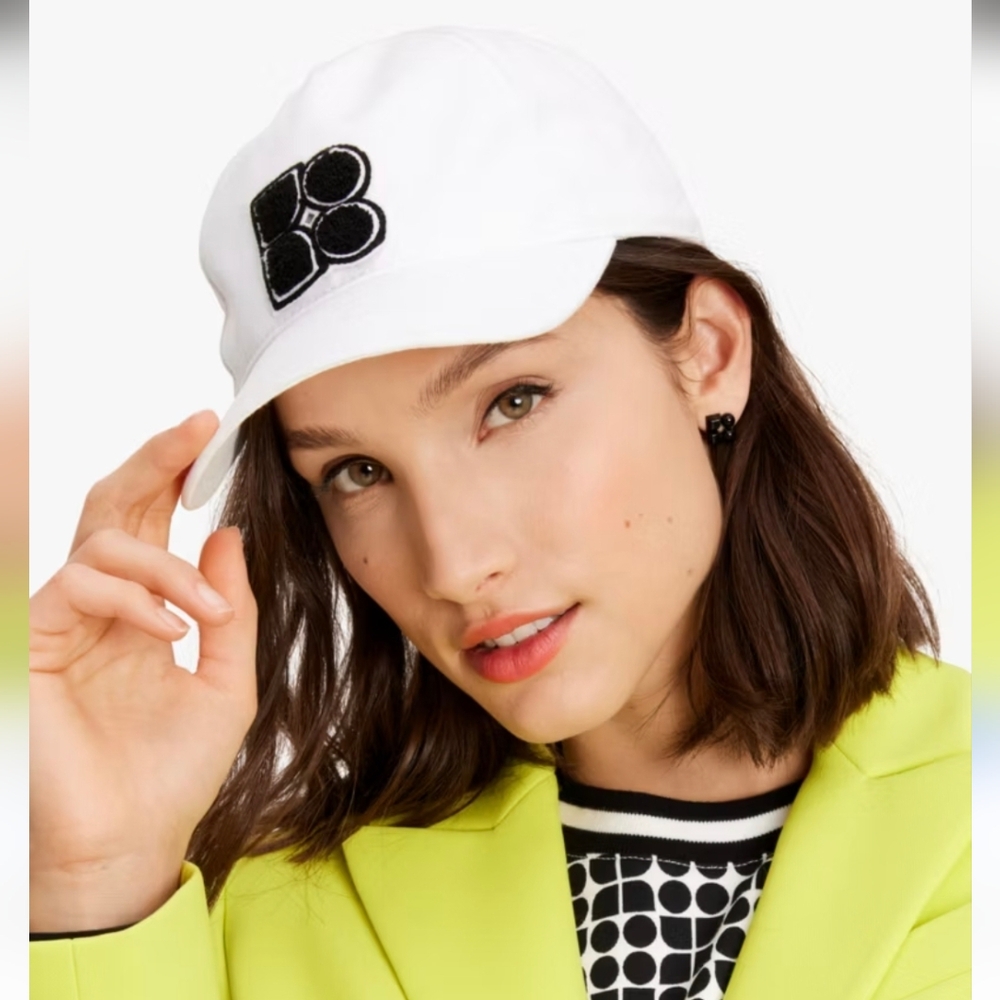 Kate Spade White Baseball Hat with Patch Noel Patch